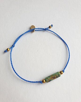 Bransoletka BOHO sznurkowa granatowa, turkus afrykański, hematyt, modesign