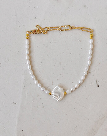 Bransoletka z pereł naturalnych muszelka, Chmolowska Jewellery