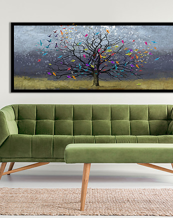 Grafika na płótnie- DRZEWO ORIGAMI- 150x60cm, LUdesign gallery