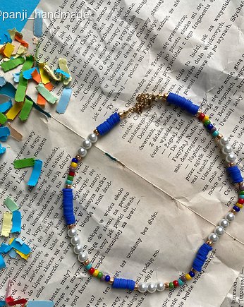 Naszyjnik perły szklane, koraliki z gliny polimerowej i koraliki TOHO, Panji Handmade