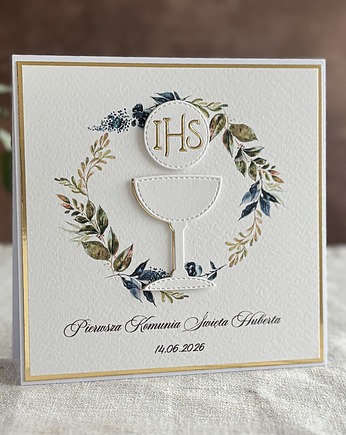 Kartka na komunię z ozdobną kopertą, 84d, Anna Art and Crafts
