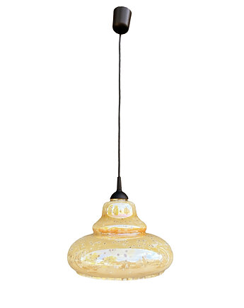 Szklana opalizująca lampa wisząca, Narva Leuchen, Niemcy, lata 70., Good Old Things