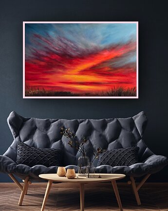 Obraz  "Szkarłatny Zmierzch" olej na płótnie 90x60 cm, Betańska Studio