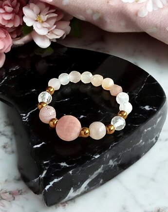 OPTYMIZM - pierścionek - kamień słoneczny,kryształ górski,hematyt, kaktusia