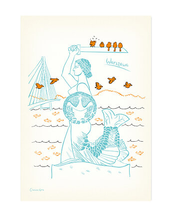 Plakat A4 Warszawa Syrenka, Gliniana Kura
