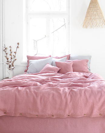 Lniana Poszewka Na Kołdrę GUZIKI DUSTY PINK, so linen!