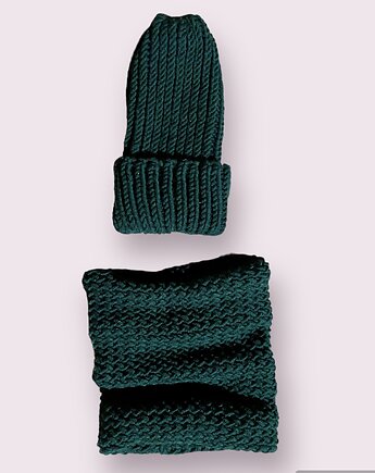 Komin z wełny merynosa handmade BUTELKOWA ZIELEŃ, HisOutfit
