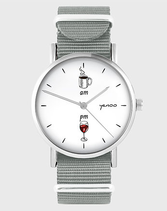 Zegarek - Kawa i wino - szary, nylonowy, yenoo