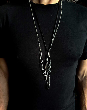 Naszyjnik męski srebro 925 BLACK TURMALIN  kolekcja Stones, ZIĘBA