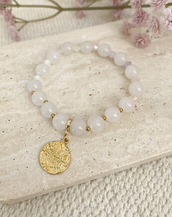 Bransoletka z jadeitów, opalizujących kryształów- stal szlachetna pozłacana, Coccola JEWELLERY