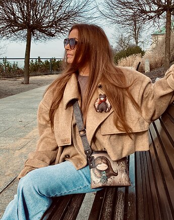 Artystyczna Brosza z niesamowitym Misiem! Pop Art  MIŚ, Pudrowy Różowy