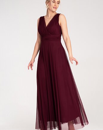 Elegancka kopertowa sukienka maxi na ramiączkach na wesele - M1186, FIGL