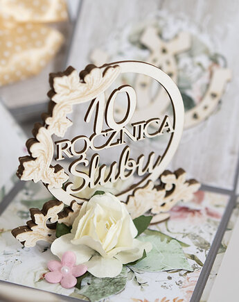 10 rocznica ślubu, aluminiowe gody, exploding box, kartka 3d, Papiernik