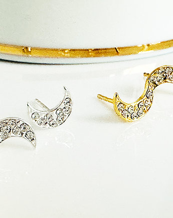 Kolczyki księżyce, srebrny mały księżyc, Anemon Atelier