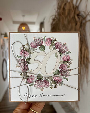 Ręcznie robiona kartka życzenia z okazji 50. rocznicy ślubu, sorte