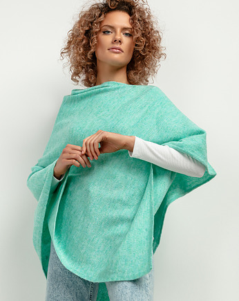 Ponczo z dzianiny swetrowej, T419, one size, seledyn, TESSITA