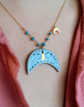 Naszyjnik pozłacany Lunula Błękitna Kolekcja Parian, ZIĘBA