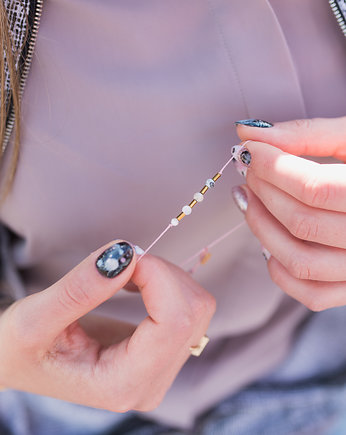 Bransoletka Zodiac Rak Opal Kamień Księżycowy Koral Jaspis, w hand works
