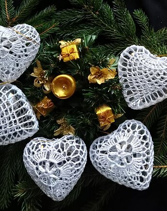 Bombki szydełkowe  serca   zestaw 6, eulalia