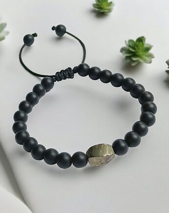 Damska bransoletka : PIRYT & ONYKS : regulowana, kaktusia