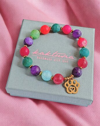 Dla zwierzolubnej : łapka & agat matowy multicolor, kaktusia