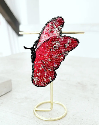 Broszka MOTYL 17  ręcznie haftowana przypinka ćma owady, HAART