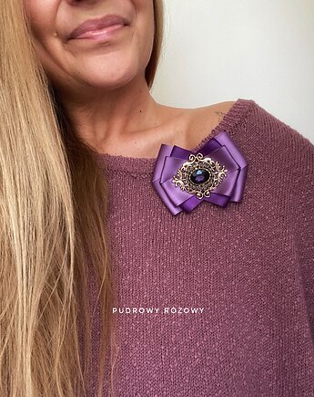 Niesamowita Brosza z fioletowym kryształem New, Pudrowy Różowy