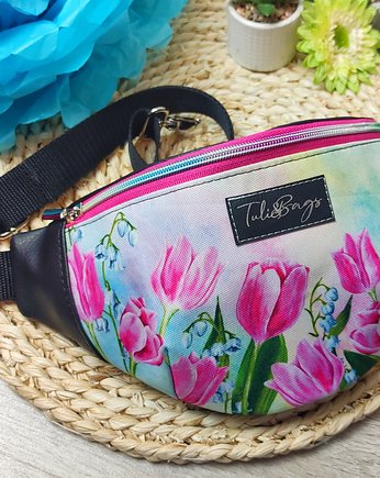 Damska nerka w różowe tulipany z kieszonką, Tuli and Bags