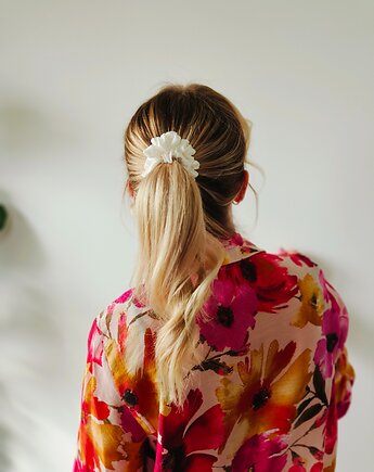 Gumka jedwabna, scrunchie, frotka white lotus MIDI, Capillum