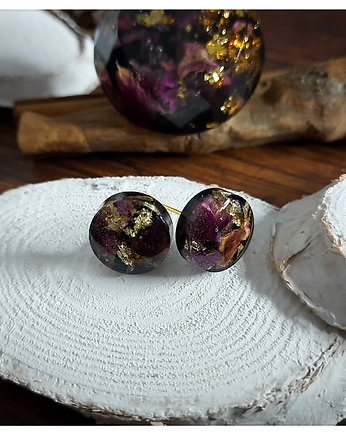 Okrągłe kolczyki sztyfty z różą, Figa handmade accessories