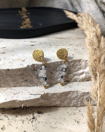 Kolczyki kamień księżycowy, hematiti