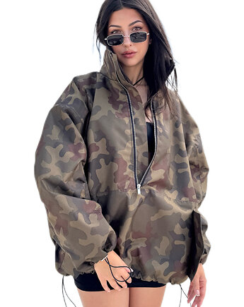 Camo looseZip oversize jacket, REST Factory