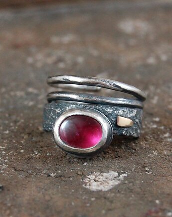 Pierścionek Różowy turmalin, mzstudio