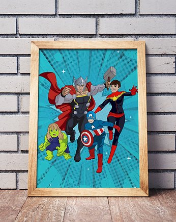 Plakat Avengers portret dla par, portret rodzinny, landart