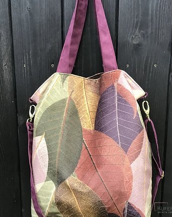 Torba hobo XXL - print jesienne liście, OKAZJE - Prezent na Urodziny