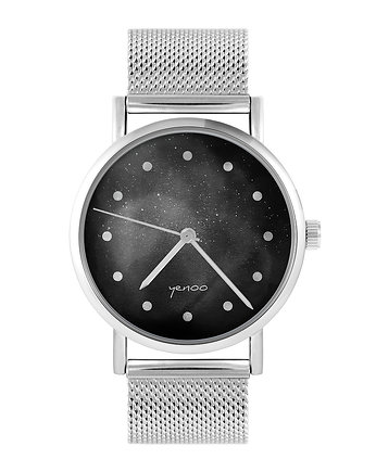 Zegarek - Czarny - bransoleta mesh, OKAZJE - Prezenty na 18 dla chłopaka