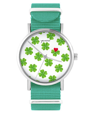 Zegarek - Lucky heart - turkusowy, nylonowy