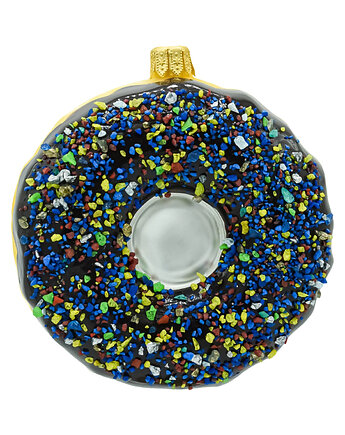 Bombka choinkowa szklana ręcznie malowana: Donut w czekoladzie, Syn Bombkarza