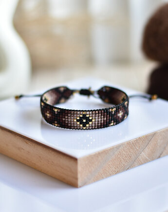 Tkana bransoletka - brown&black, Art Vision