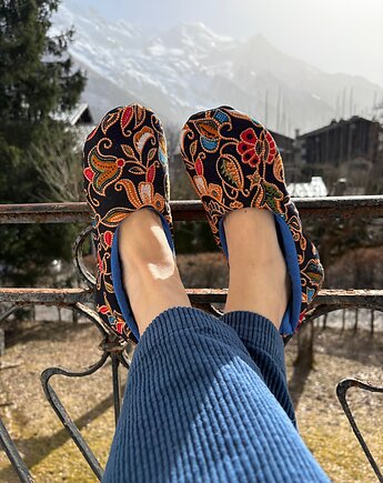 Kapcie czarne paisley r.40, be- być i tworzyć