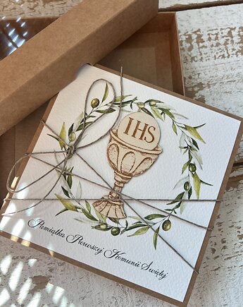 Kartka na komunię ręcznie robiona - Pamiątka Komunii, sorte