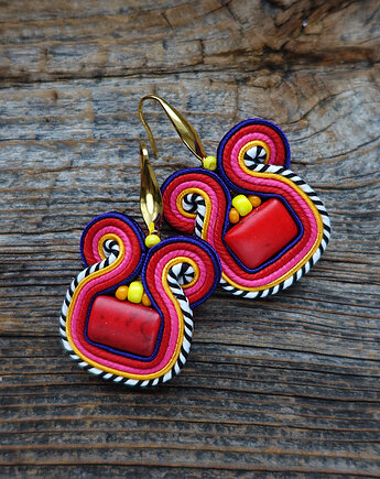 Nubi- Etniczne i kolorowe kolczyki soutache, Mró Soutache