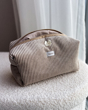 Kosmetyczka sztruksowa Beige, Laveni
