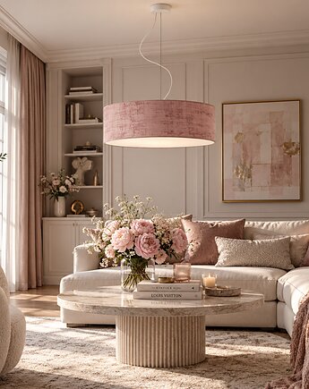 Elegancki żyrandol wiszący do salonu HAJFA VELUR z welurowym kloszem 60 cm, LYSNE