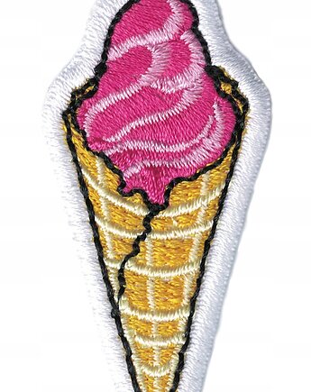 Naszywka naprasowanka LÓD ROŻEK termoprzylepna haft 6,5x2,9cm, Wyszywane