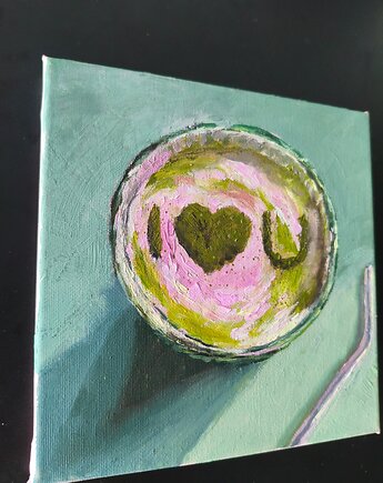 Matcha lovers Obraz Olej na Płótnie 20x20 Nowoczesny kawa herbata malina, kkjustpaint Karolina Kamińska