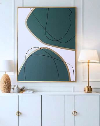 ZŁOTE KONTURY HARMONII  Ręcznie malowany obraz ze złotem 70x100 cm, Anna Jatczak Art