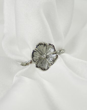 Srebrny pierścionek Cosmos, z kwiatem,  polny kwiat, wiosenny, HerRing, Her Ring Biżuteria
