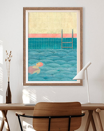 Dziewczyna w basenie - plakat 50x70 cm, minimalmill
