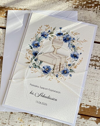 Ręcznie robiona kartka z personalizacją dla księdza z życzeniami, sorte